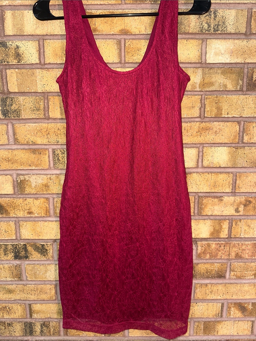 Bar III Burgundy Sheer Scoop Neck Mini Dress